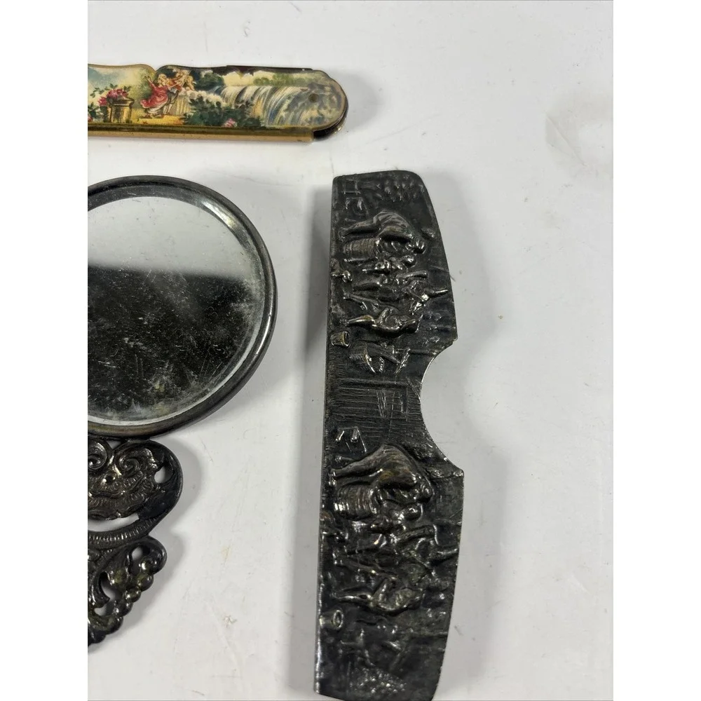 Vintage Desk Vanity Lot Magnifying Glasses Letter Opener Pocket Mirror